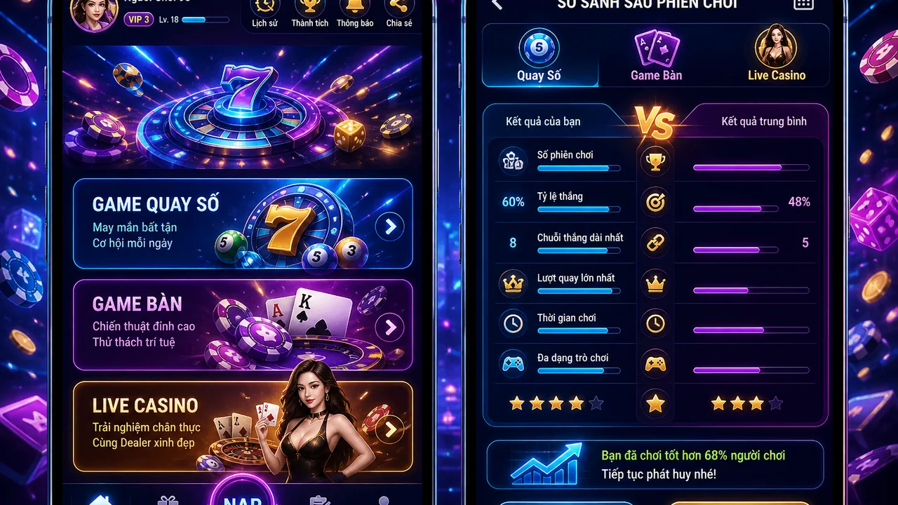Dấu vết sau phiên chơi: 98win hiển thị gì ở game quay số, game bàn và live casino?